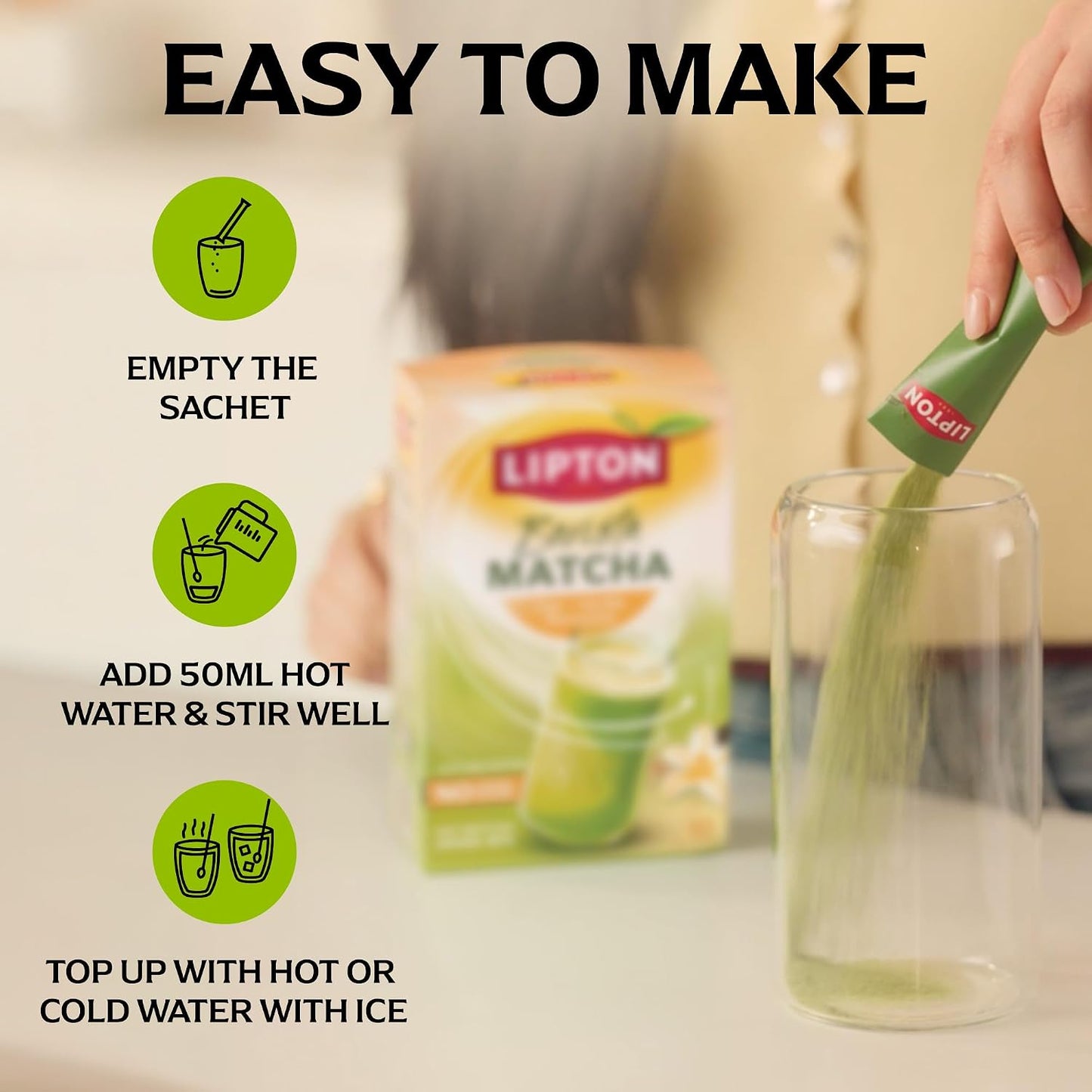 Lipton Barista Matcha Vanilla Oat Latte Sachets - Pack of 10
