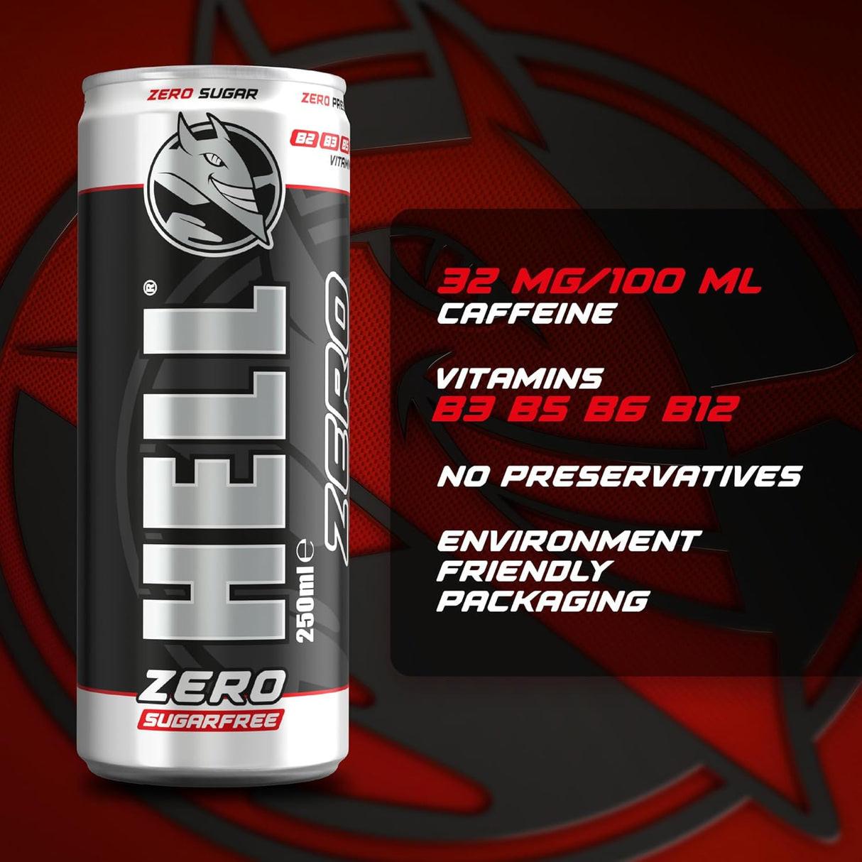 Hell Energy Zero Sugar Free Drink Cans - 250ml (Pack of 24)