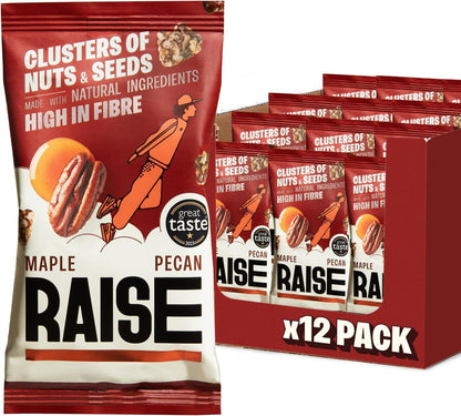 Raise Snacks Maple & Pecan Clusters of Nuts & Seeds - 35g (Pack of 12)