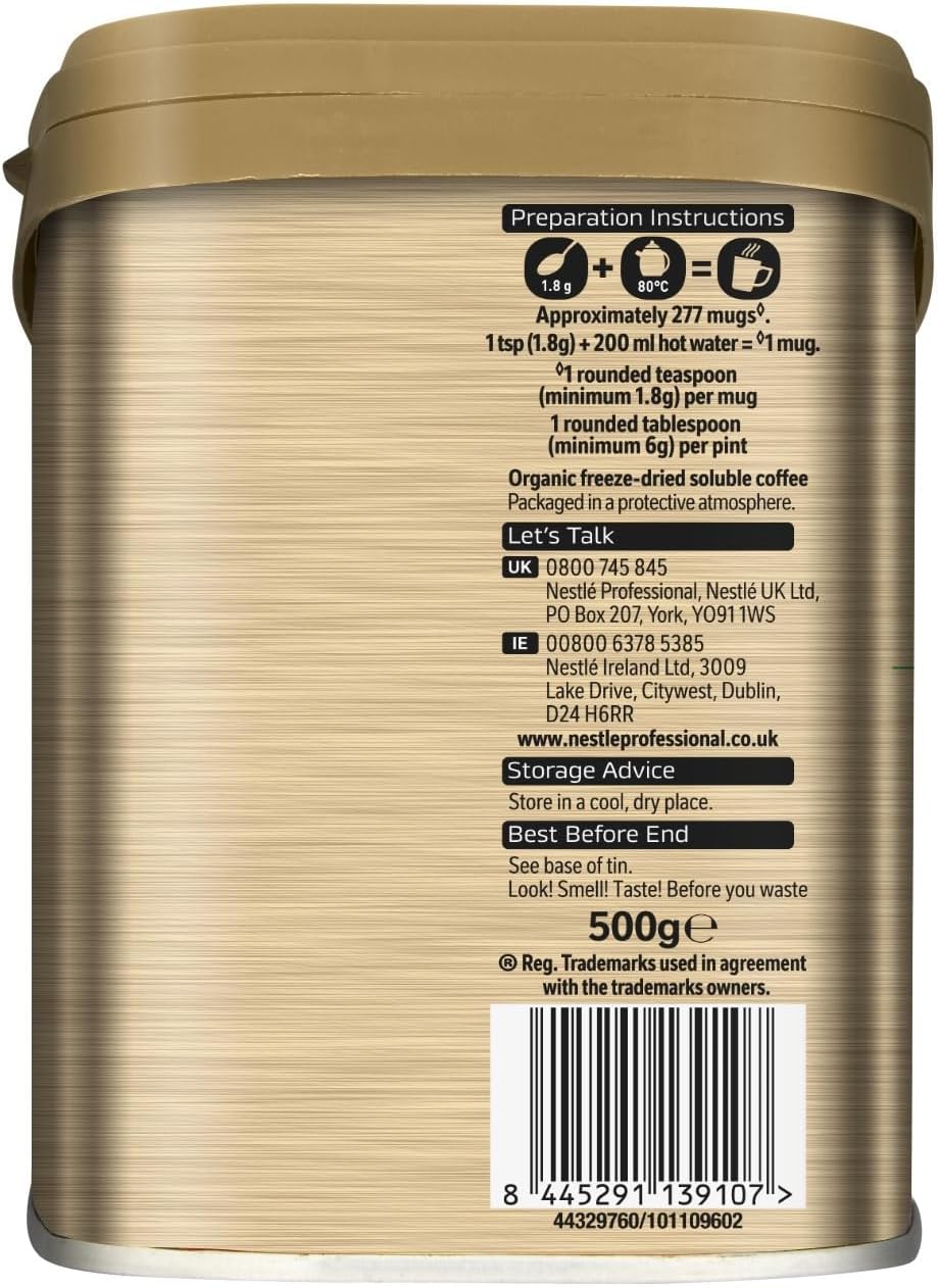 Nescafe Organic Fairtrade Instant Coffee 500g Tin