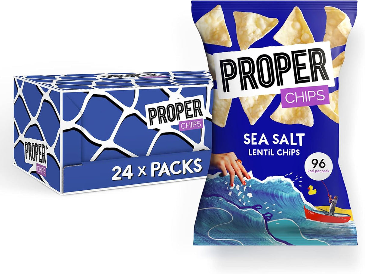 Proper Chips Lentil Sea Salted  - Gluten Free & Vegan 20g (Box Of 24)