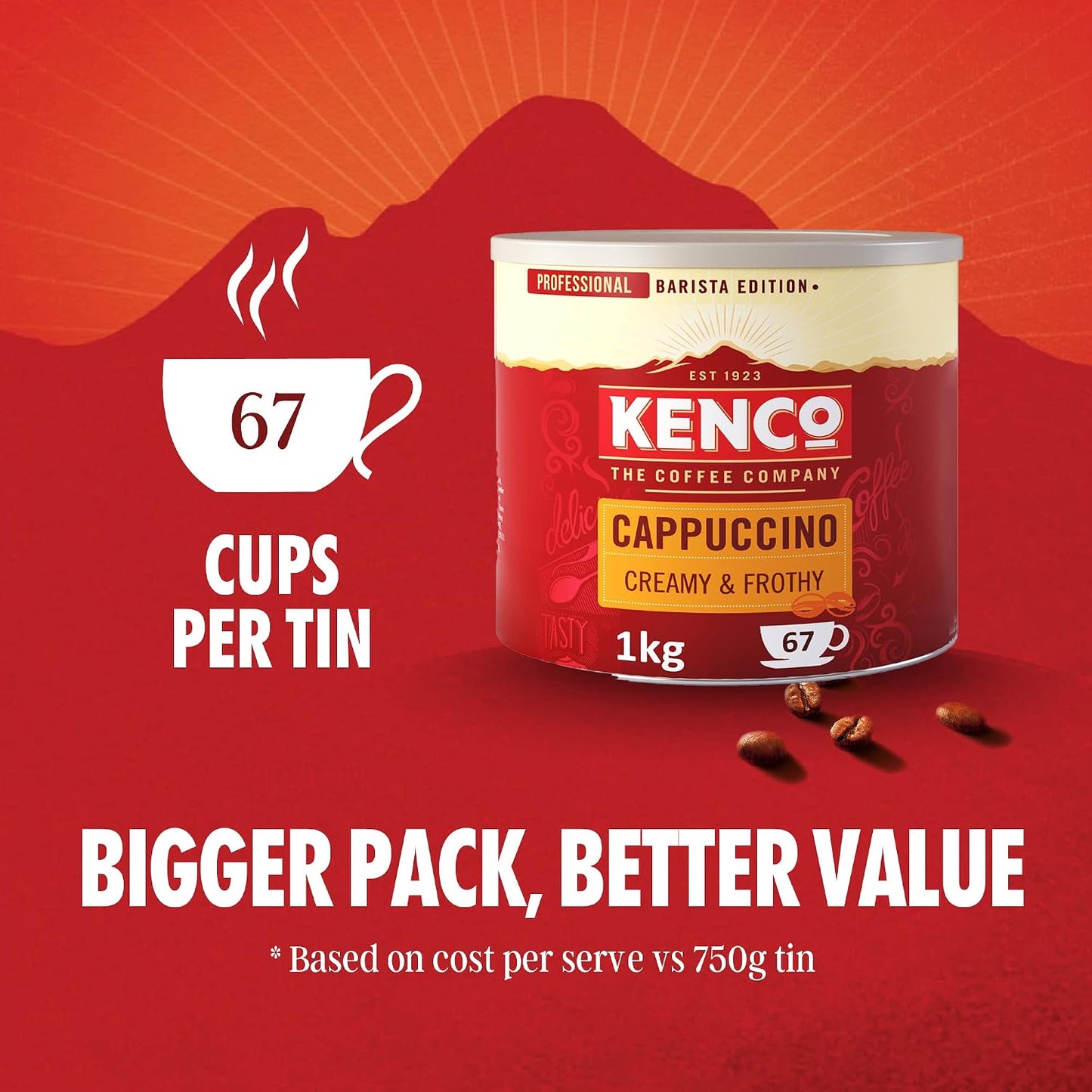 Kenco Cappuccino Instant Coffee - 1kg Tin