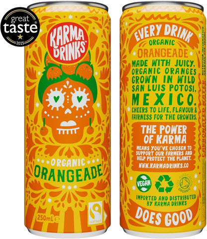 Karma Drinks Organic Orangeade Fizzy Soft Drink 250ml - Case of 24
