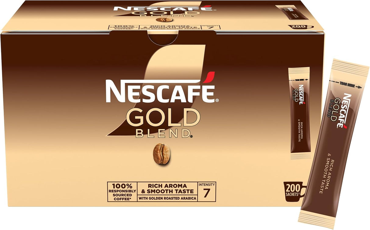 Nescafe Gold Blend: Individual Coffee Stick Portions - (Box of 200 Sachets)