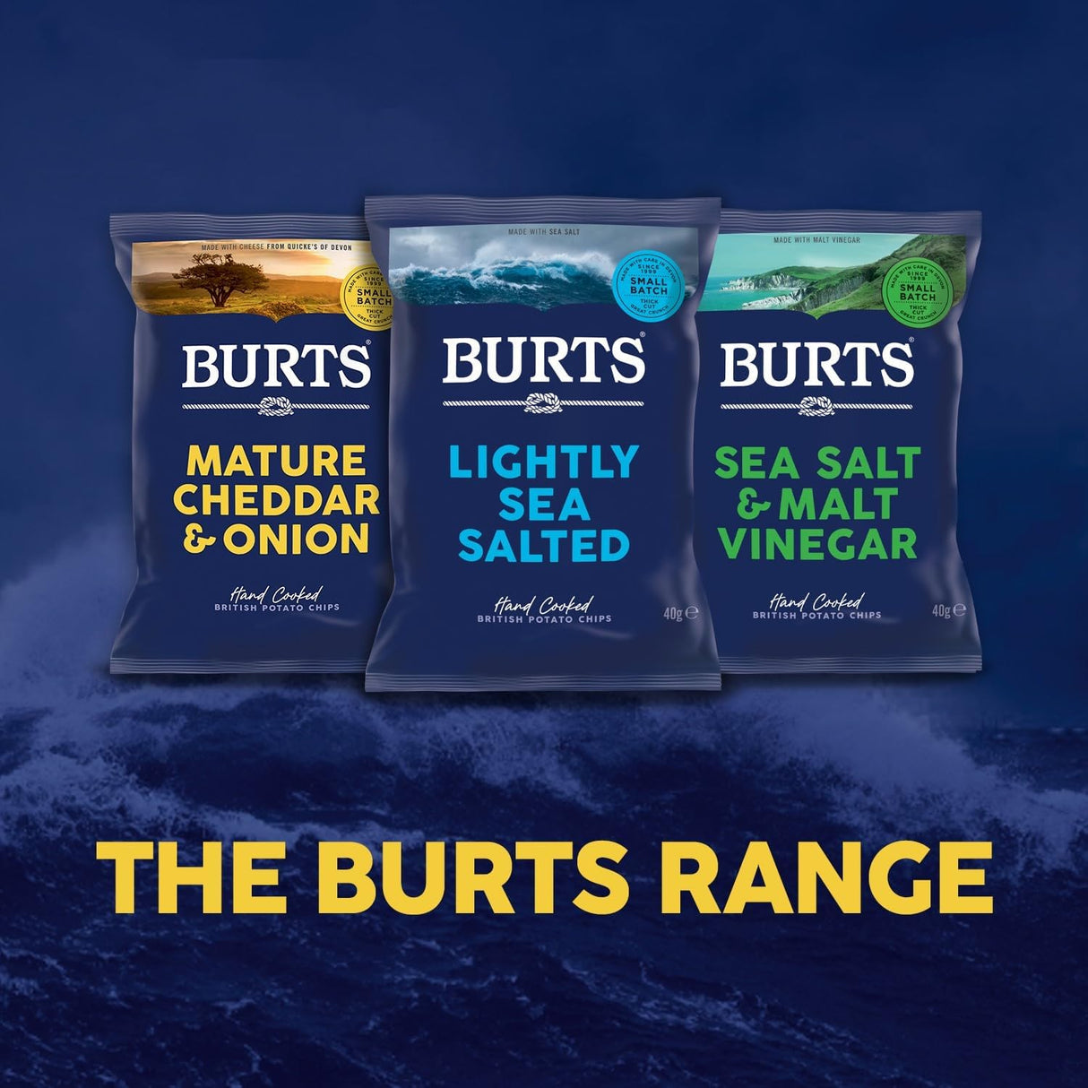 Burts Sea Salt And Malted Vinegar Crisps - 40g (Box of 20)