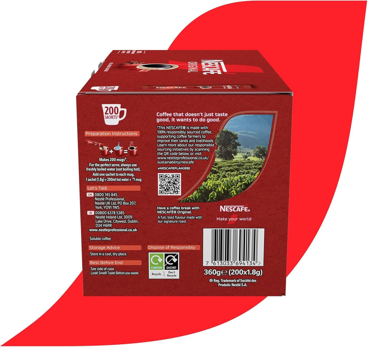 Nescafe Original: Individual Coffee Sticks / Sachet Portions - (Box of 200)