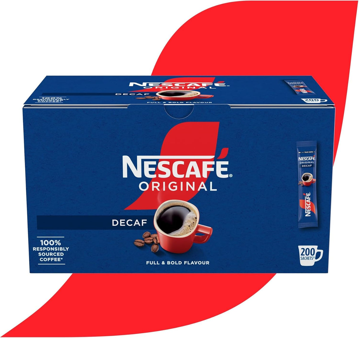 Nescafe Original Decaf: Individual Coffee Stick Portions - (Box of 200 Sachets)