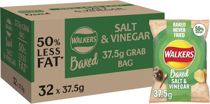 Walkers Baked Salt & Vinegar Potato Crisps 37.5g (Box of 32)