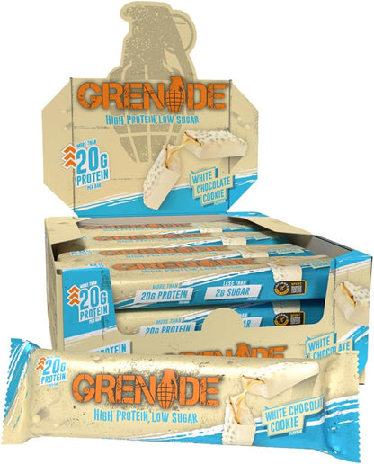 Grenade  White Chocolate Cookie High Protein, Low Sugar Bar - 60g (Box of 12)