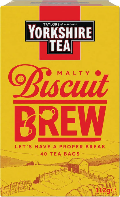 Yorkshire Tea Malty Biscuit Brew Tea Bags - Pack of 4 x 40