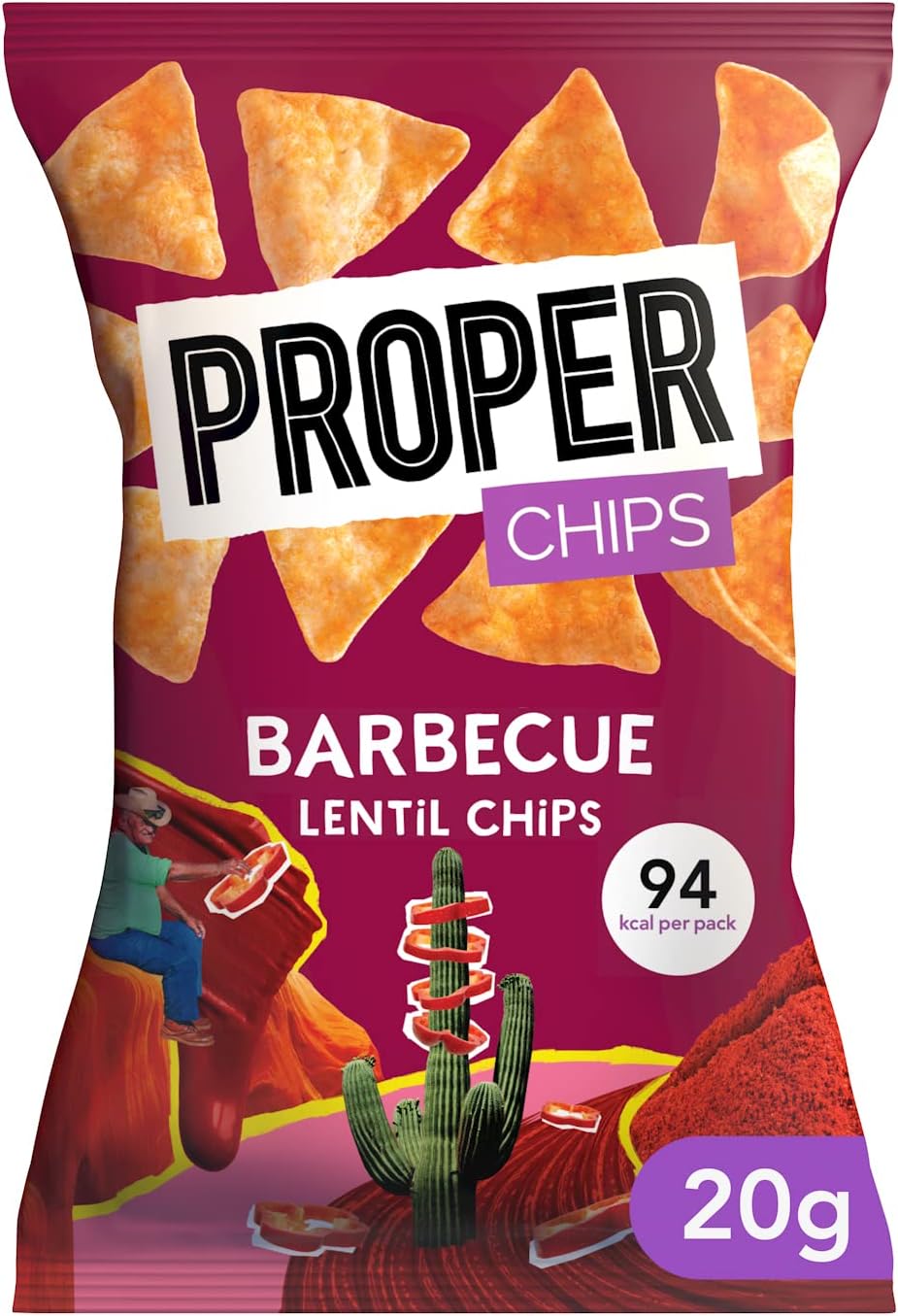 Proper Chips Lentil Barbecue - Gluten Free & Vegan 20g (Box Of 24)