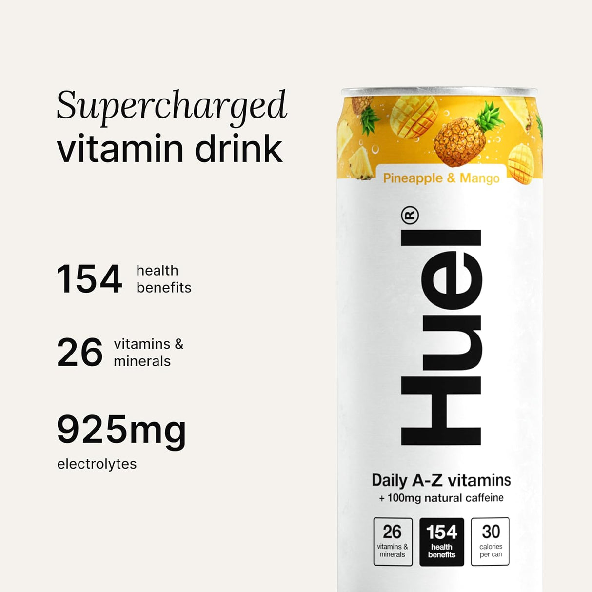 Huel Vitamin Drink : Sparkling Pineapple & Mango - 330ml (Pack of 12)