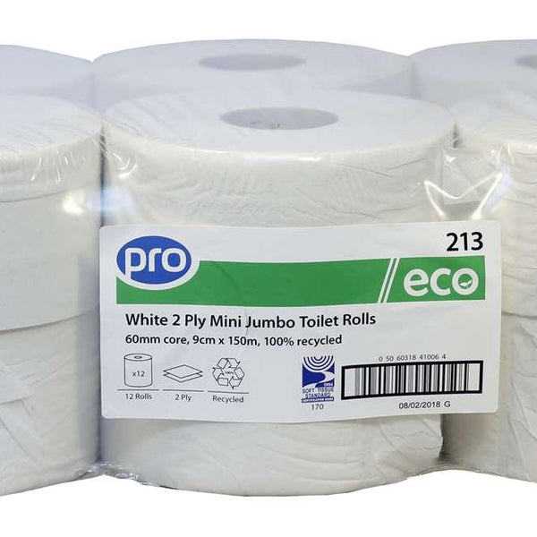 Mini Jumbo Biodegradable Paper Toilet Roll, 2 Ply-120m