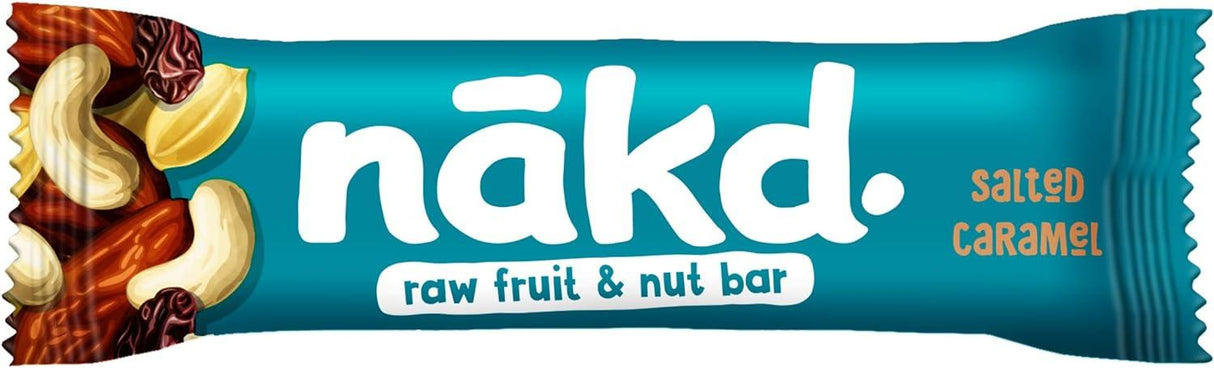 Nakd Salted Caramel Natural Fruit & Nut Bars - Vegan - Healthy Snack - Gluten Free - 35g x 18 bars - Vending Superstore