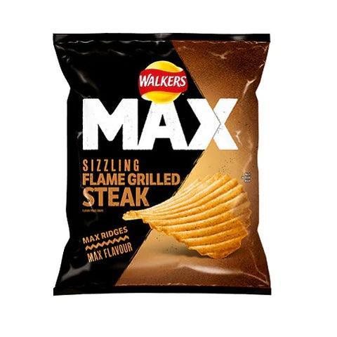 Walkers Max Sizzling Flame Grilled Steak Ridged Crisps - 24 x 42.5g - Vending Superstore