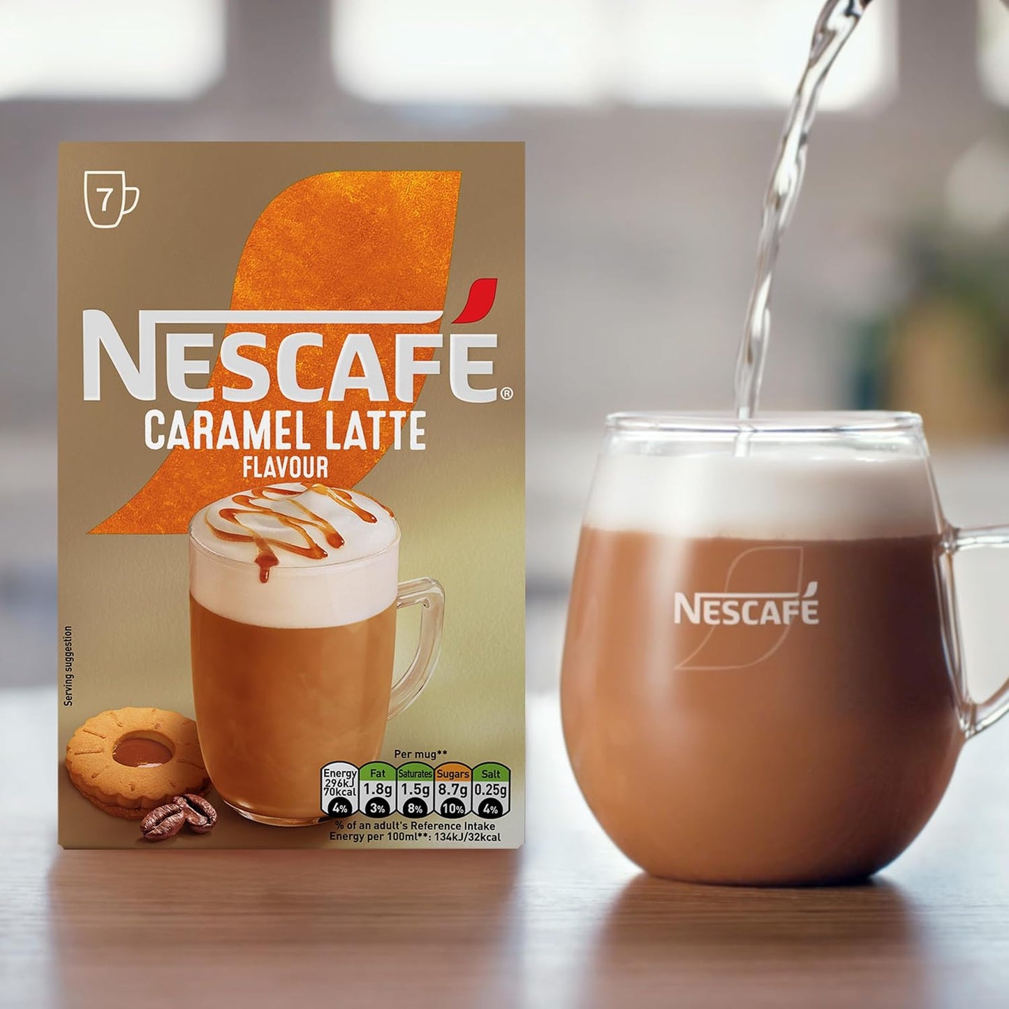 Nescafe Caramel Latte Instant Coffee Sachets - Pack of 7
