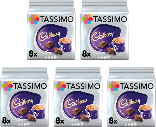 Tassimo Cadbury Hot Chocolate Pods, 8 Capsules (Pack of 5)