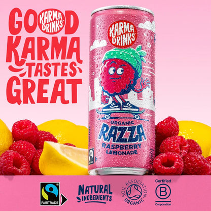 Karma Drinks Razza Raspberry Lemonade Fizzy Soft Drink 250ml - Case of 24