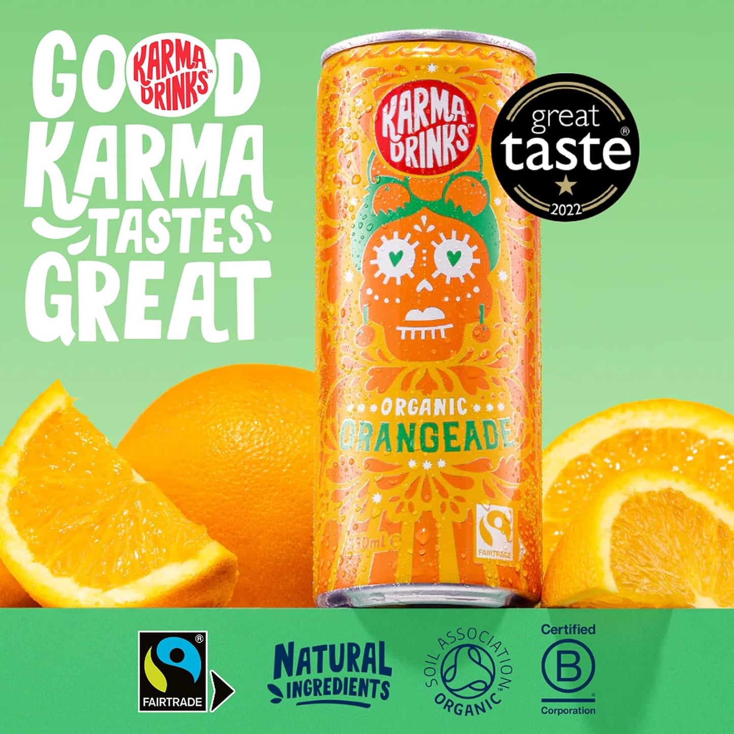 Karma Drinks Organic Orangeade Fizzy Soft Drink 250ml - Case of 24