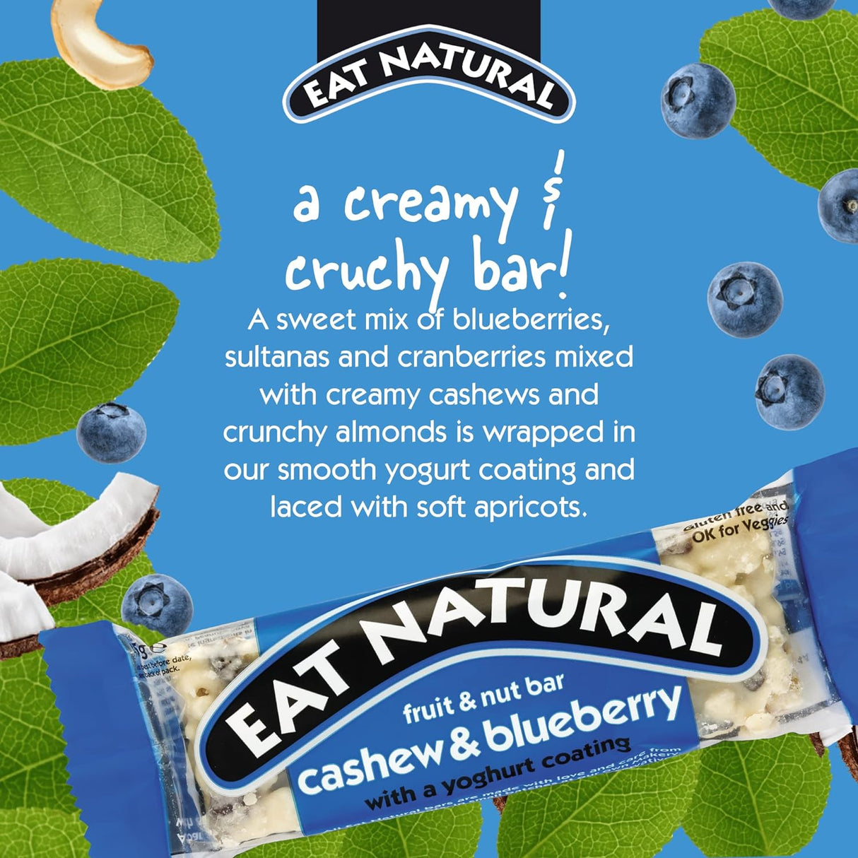 Eat Natural Cashew & Blueberry & Yoghurt Bar - 40g (Box of 12)