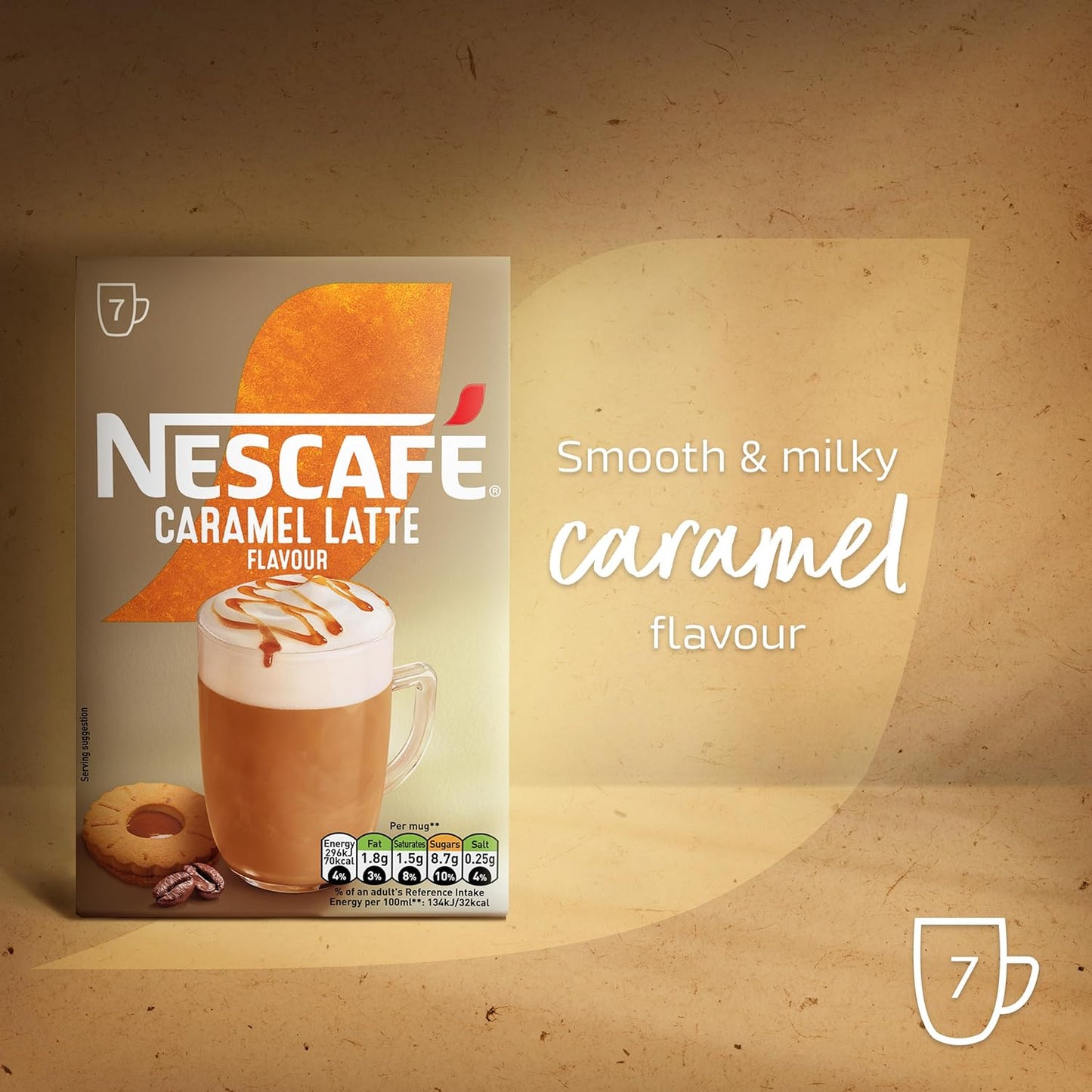Nescafe Caramel Latte Instant Coffee Sachets - Pack of 7