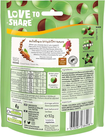 Nestle Aero Peppermint Bubbles Sharing Pouch Bag - 92g (Pack of 8)