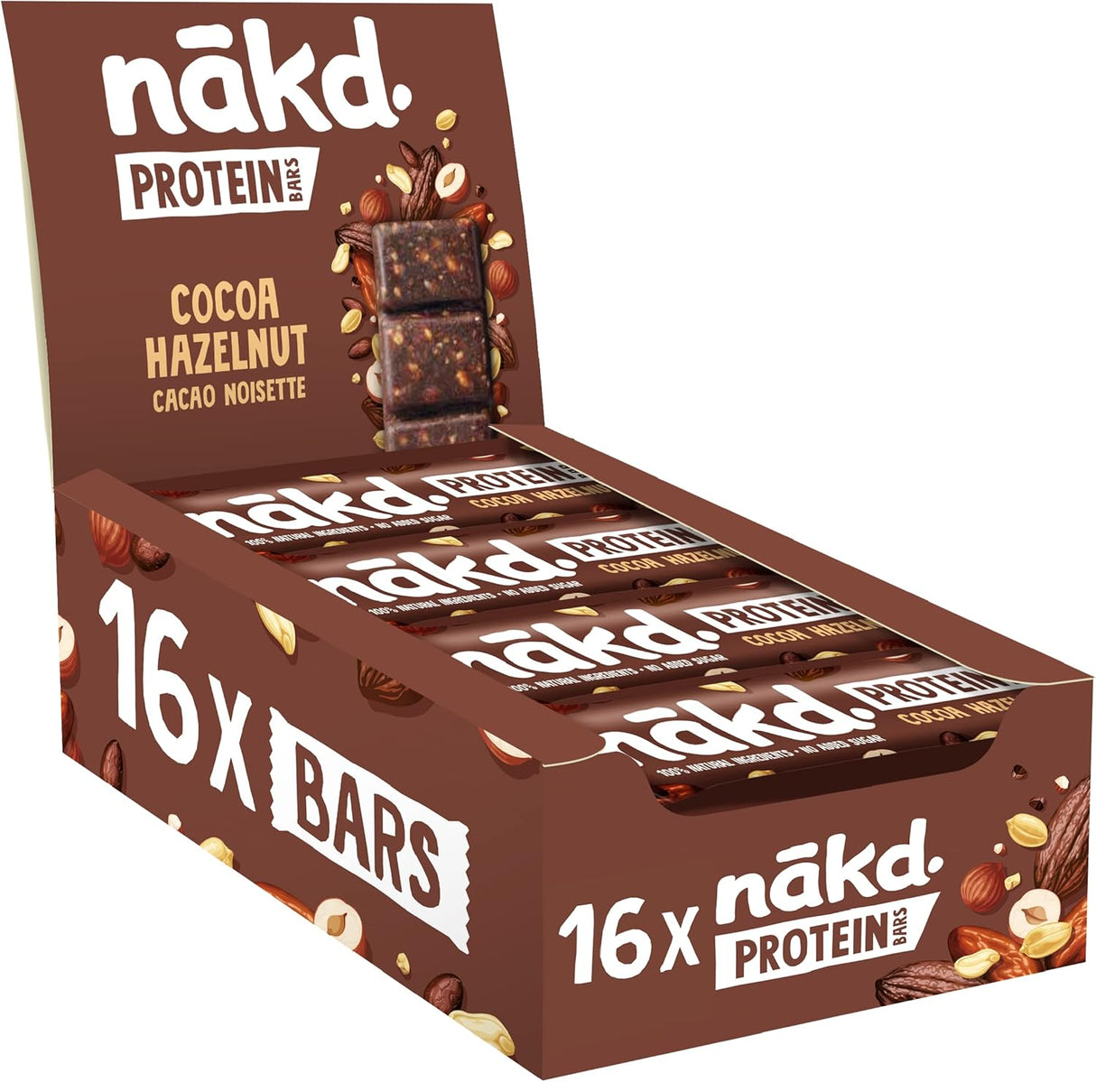 Nakd Cocoa & Hazelnut Protein Bar - Vegan - Healthy Snack - 45g (Box of 16)