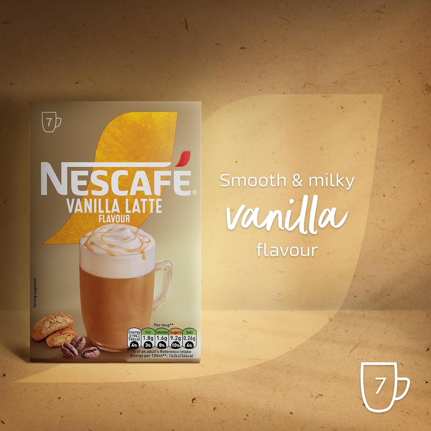 Nescafe Vanilla Latte Instant Coffee Sachets - Pack of 7