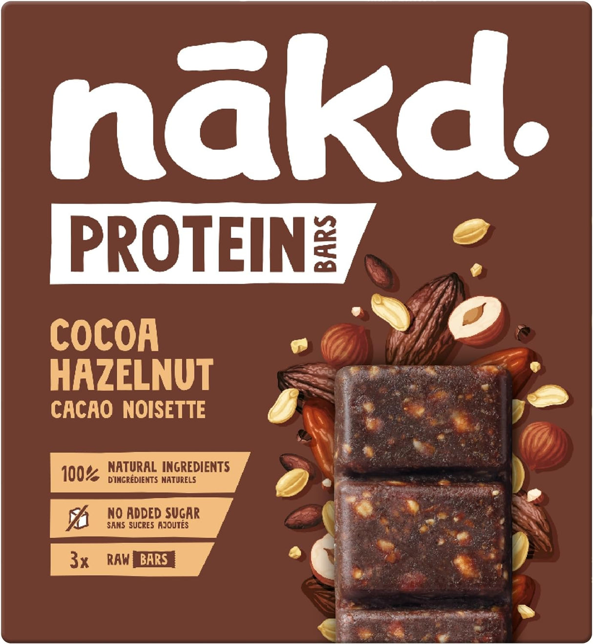 Nakd Cocoa & Hazelnut Protein Bar - Vegan - Healthy Snack - 45g (Box of 16)