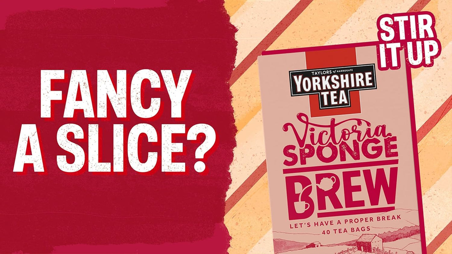 Yorkshire Tea Victoria Sponge Brew Tea Bags - Pack of 4 x 40