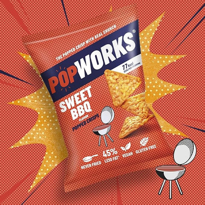 Walkers Popworks BBQ Crisps - 28g (Box of 18)