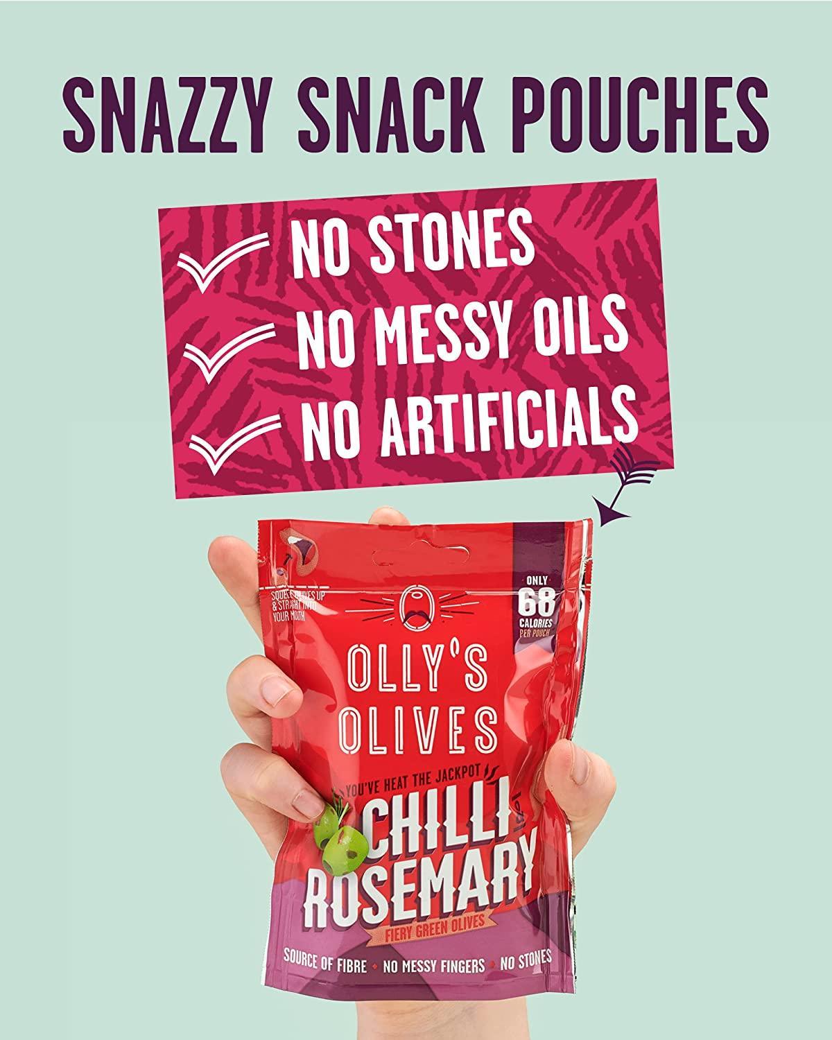 Olly's Chilli & Rosemary Olives - 12 x 50g Pouches - Vending Superstore