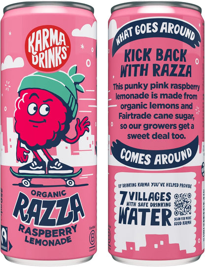 Karma Drinks Razza Raspberry Lemonade Fizzy Soft Drink 250ml - Case of 24