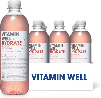 Vitamin Well Hydrate Rhubarb & Strawberry - 500ml (Pack of 12)