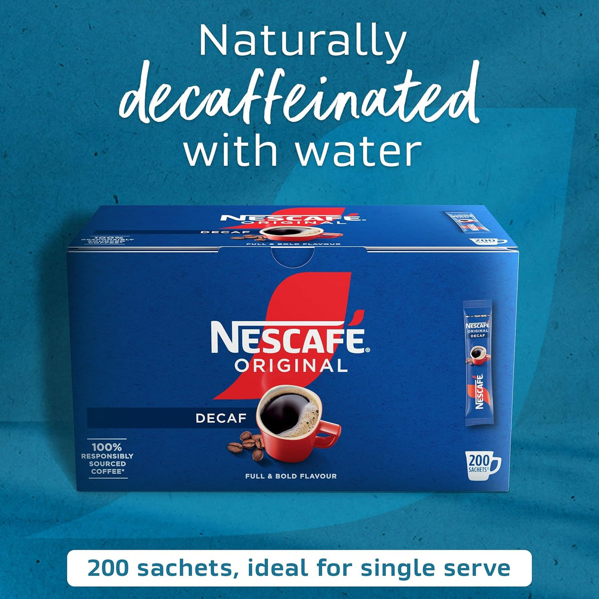 Nescafe Original Decaf: Individual Coffee Stick Portions - (Box of 200 Sachets)