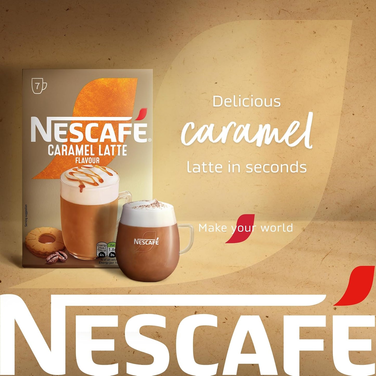 Nescafe Caramel Latte Instant Coffee Sachets - Pack of 7
