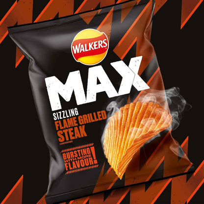 Walkers Max Sizzling Flame Grilled Steak Ridged Crisps 42.5g (Box of 24)