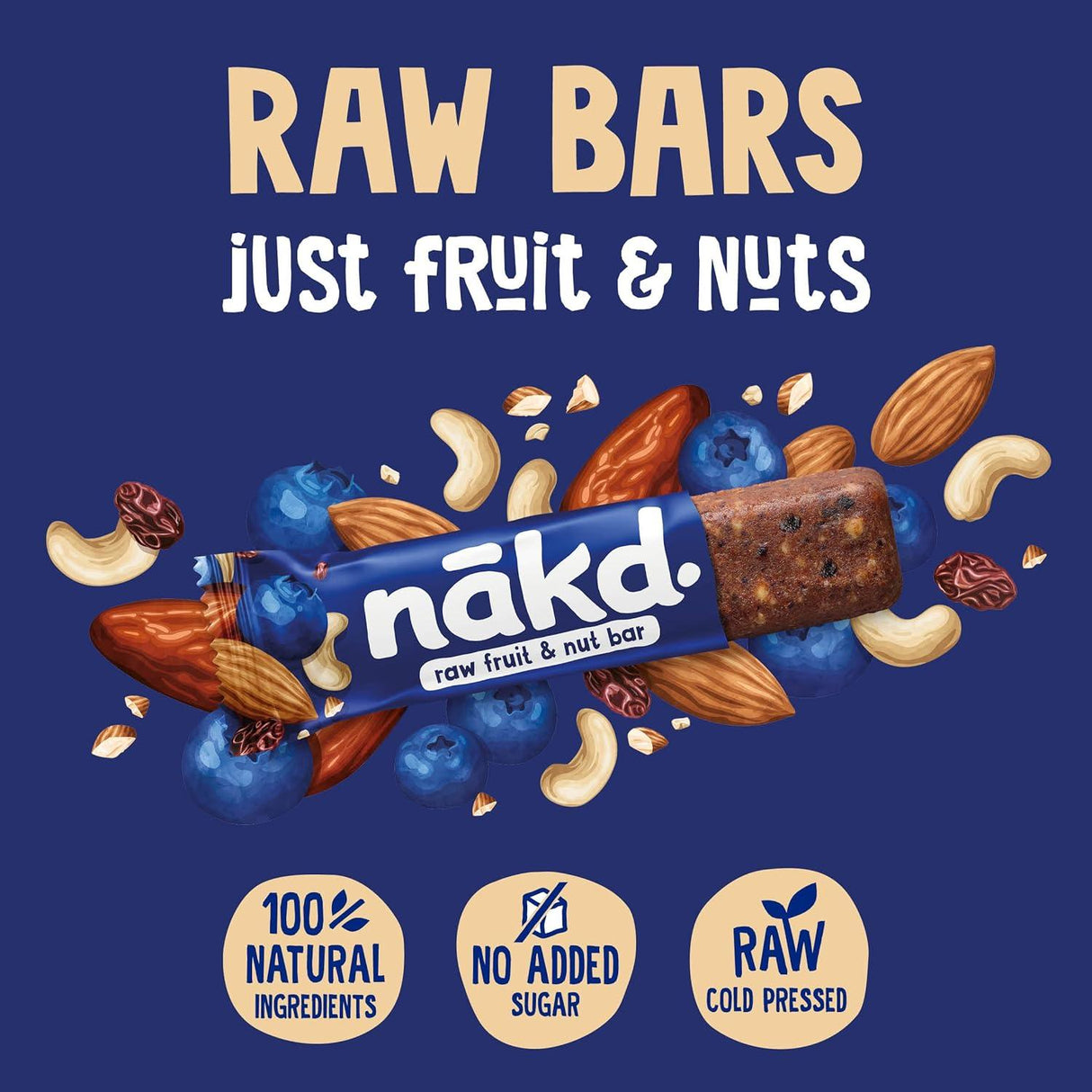 Nakd Blueberry Muffin Natural Fruit & Nut Bars - Vegan - Healthy Snack - Gluten Free - 35g x 18 bars - Vending Superstore