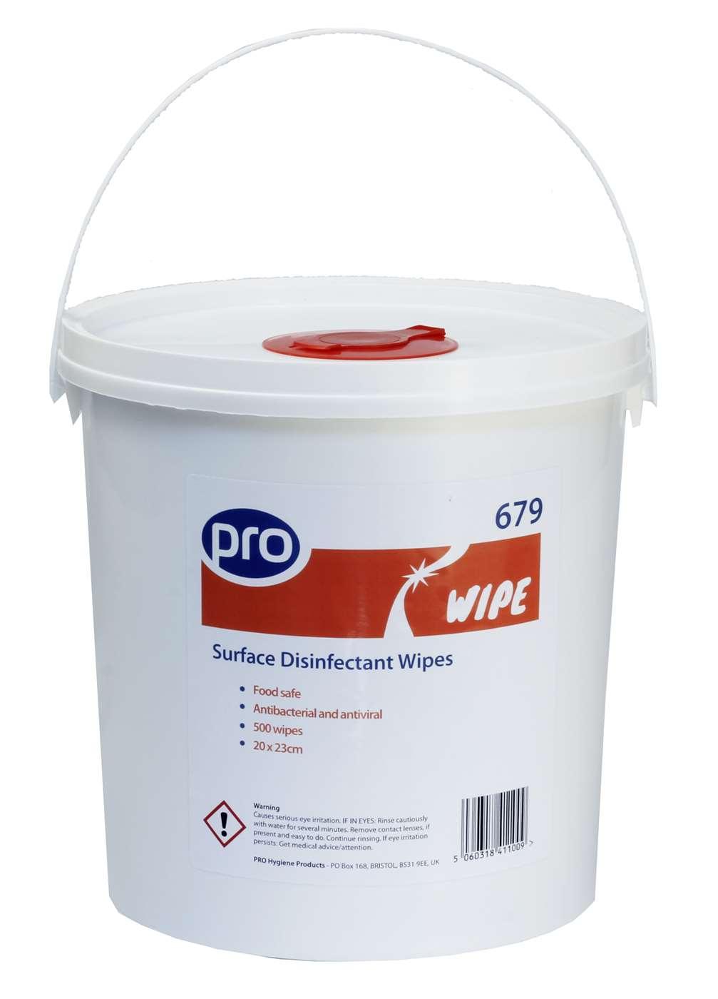 PRO Surface Bucket of Disinfectant Wipes - (500 per tub) - Vending Superstore