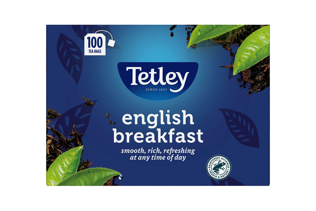 Tetley Tea: English Breakfast String & Tag Tea Bags (Box of 100)