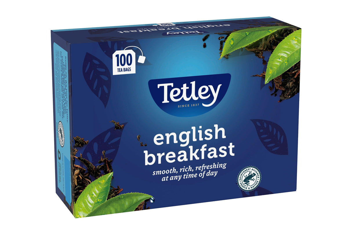 Tetley Tea: English Breakfast String & Tag Tea Bags (Box of 100)