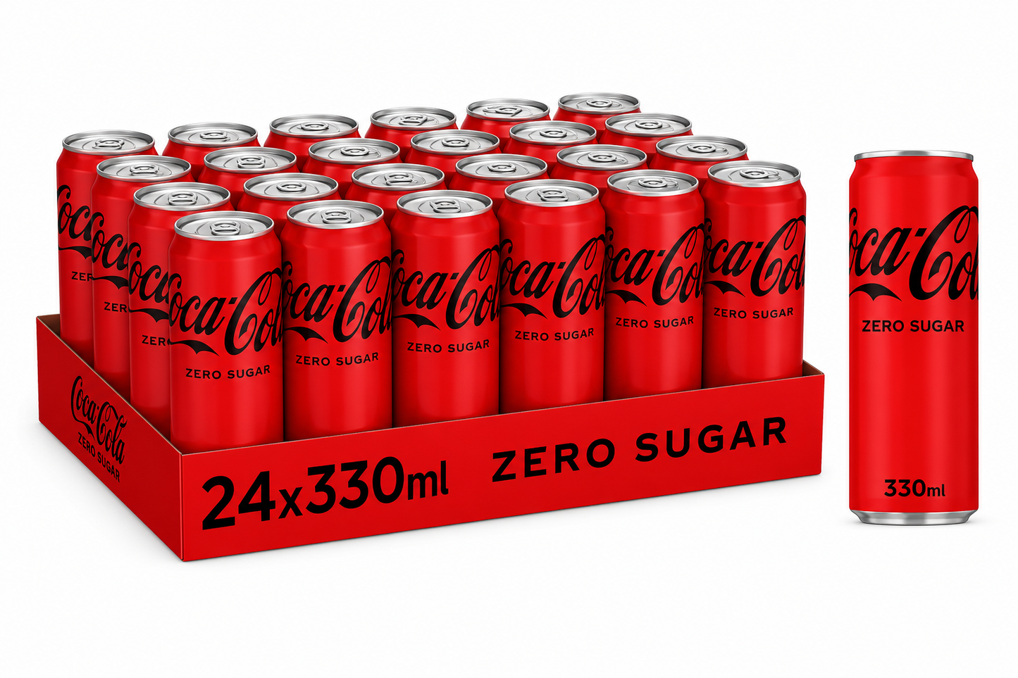 Coca-Cola Zero Sugar - 330ml Sleek Cans Irish Import (Case of 24)