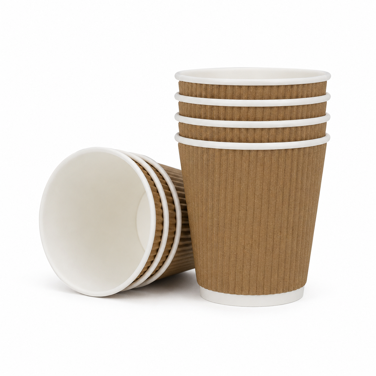 8oz Kraft Brown Ripple Takeaway Coffee Cups - Case of 500