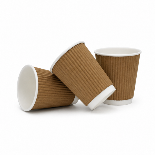 8oz Kraft Brown Ripple Takeaway Coffee Cups - Case of 500