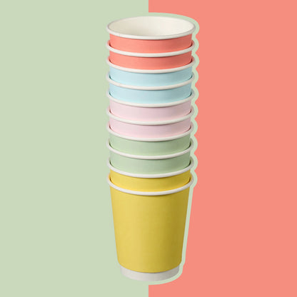 8oz Confetti Mixed Colour Double Wall Hot Cups - Case of 500
