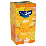 Tetley Tea Herbal: Lemon & Ginger Tea Bags - Individually Wrapped Envelopes - (Box of 25)