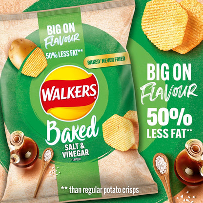 Walkers Baked Salt & Vinegar Potato Crisps 37.5g (Box of 32)