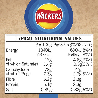 Walkers Baked Cheese & Onion Potato Crisps 37.5g (Box of 32)