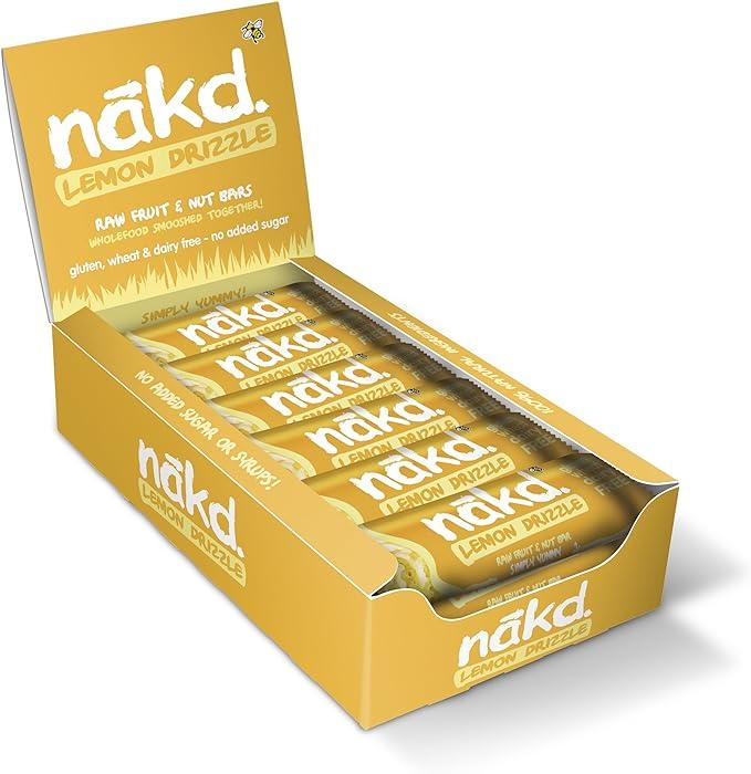 Nakd Lemon Drizzle Natural Fruit & Nut Bars - Vegan - Healthy Snack - Gluten Free - 35g x 18 bars - Vending Superstore