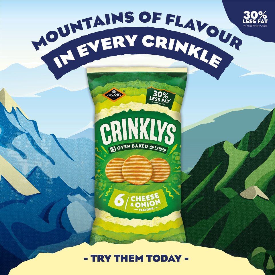 Jacob's Crinklys Cheese & Onion Grab Bag - 45g (Box of 30)